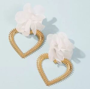 New Vintage Boho Ethnic Gold and White  Cloth Earrings